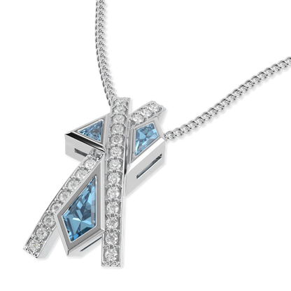 18ct White Gold Aquamarine Diamond pendant from Blacklock's Neo collection — detail view