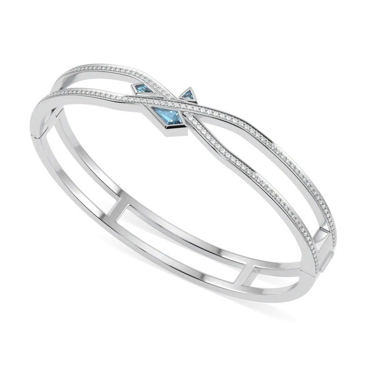 Neo Aquamarine Double Row Diamond Bangle