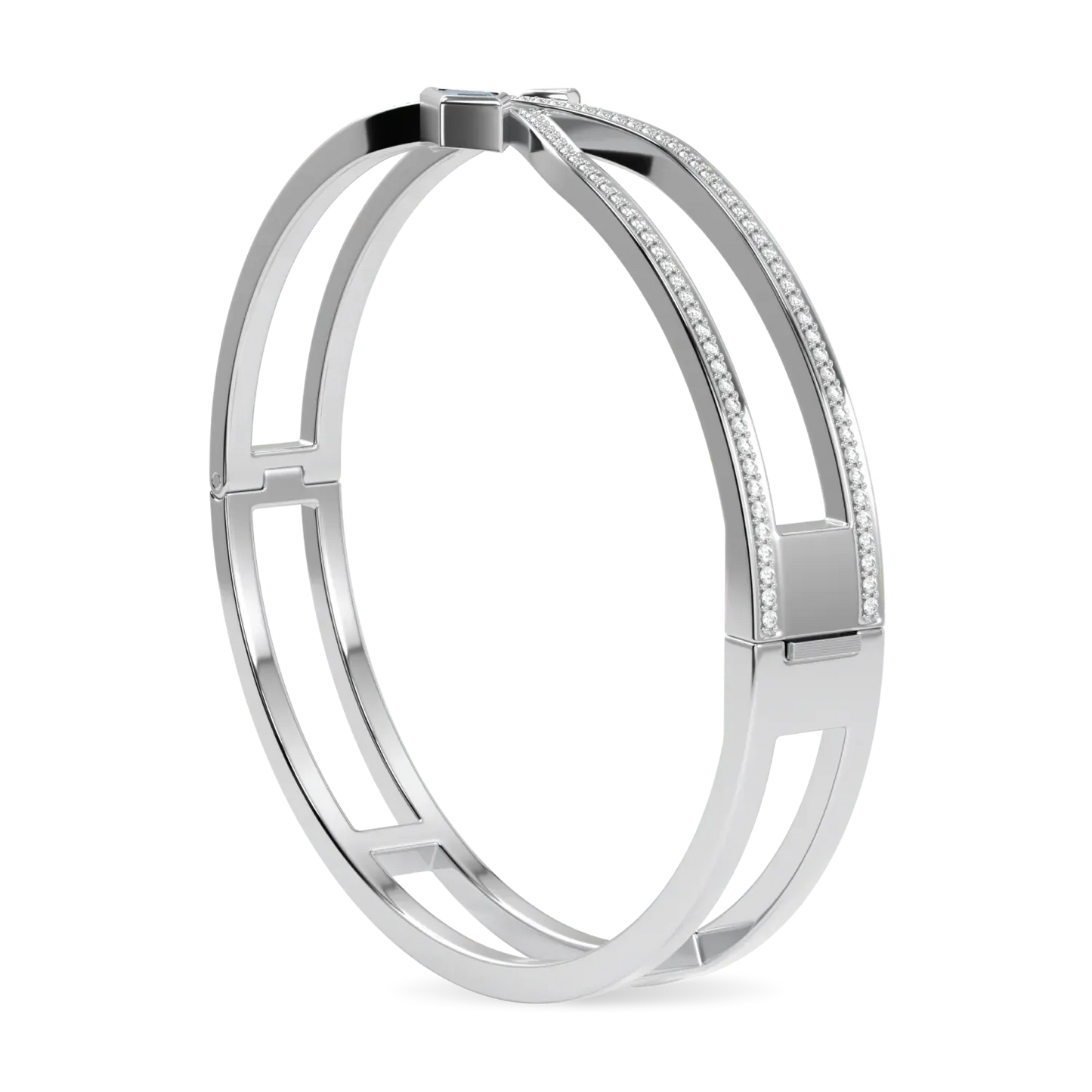 18ct White Gold Diamond bangle from Blacklock's Neo collection — side view