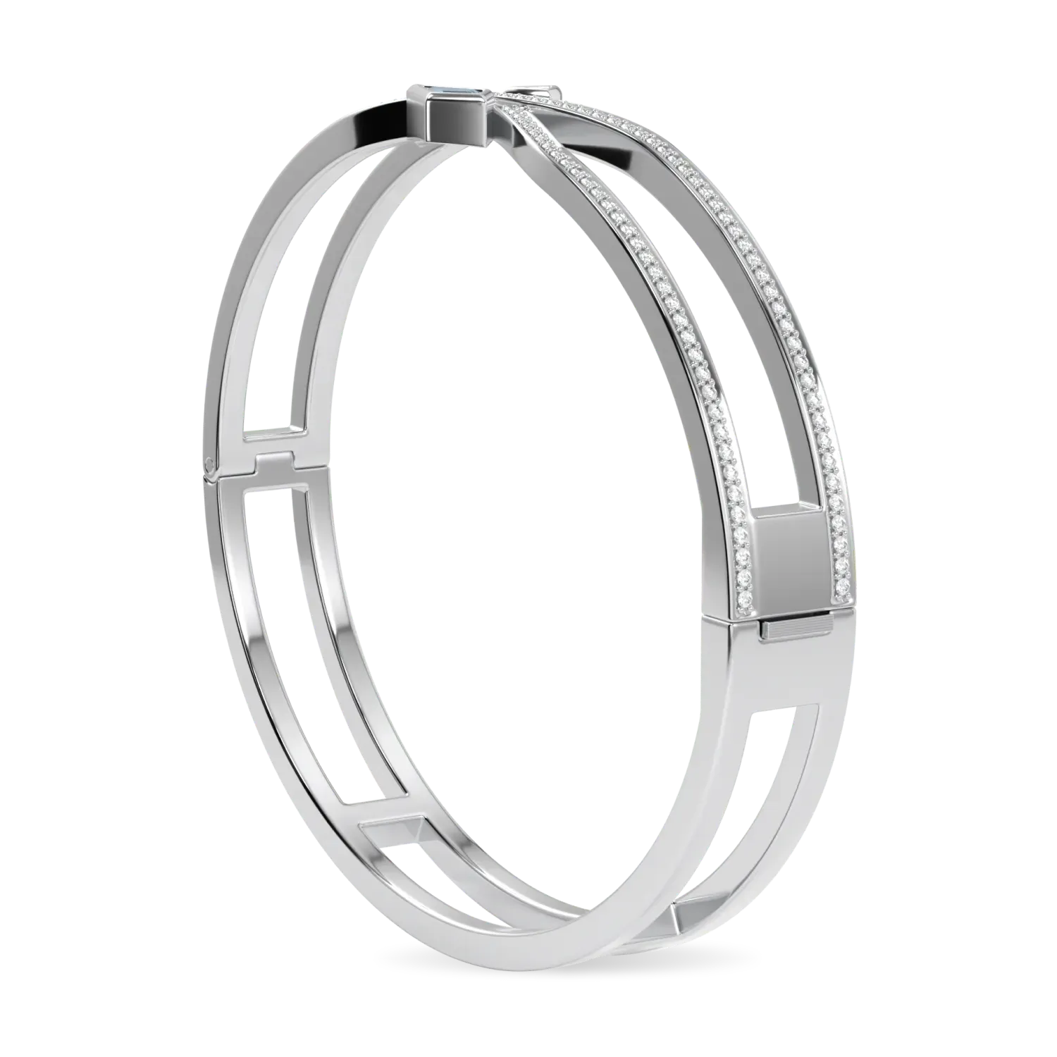 18ct White Gold Diamond bangle from Blacklock's Neo collection — side view