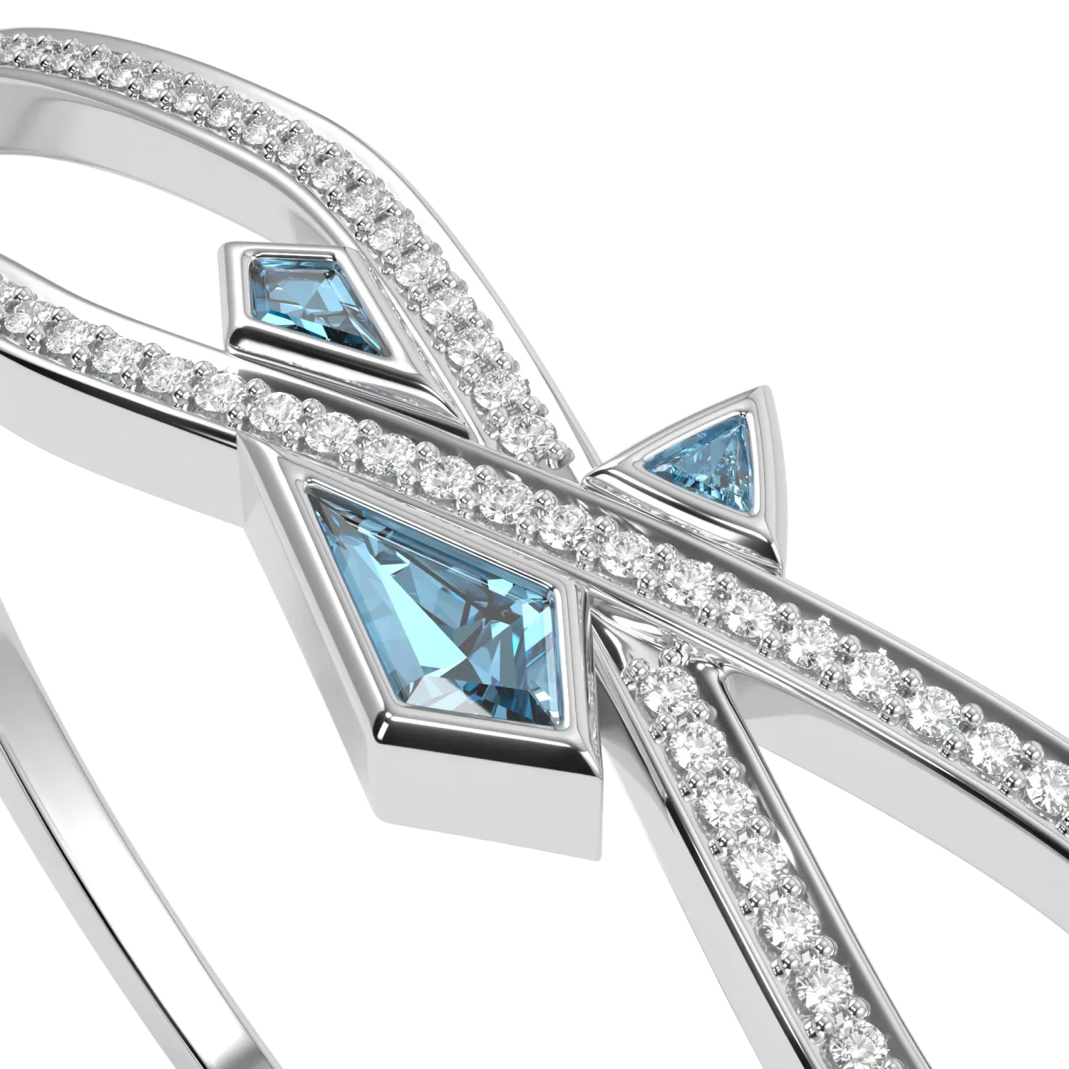 Neo collection Diamond bangle set in 18ct White Gold, Blacklock Jewellery — detail view