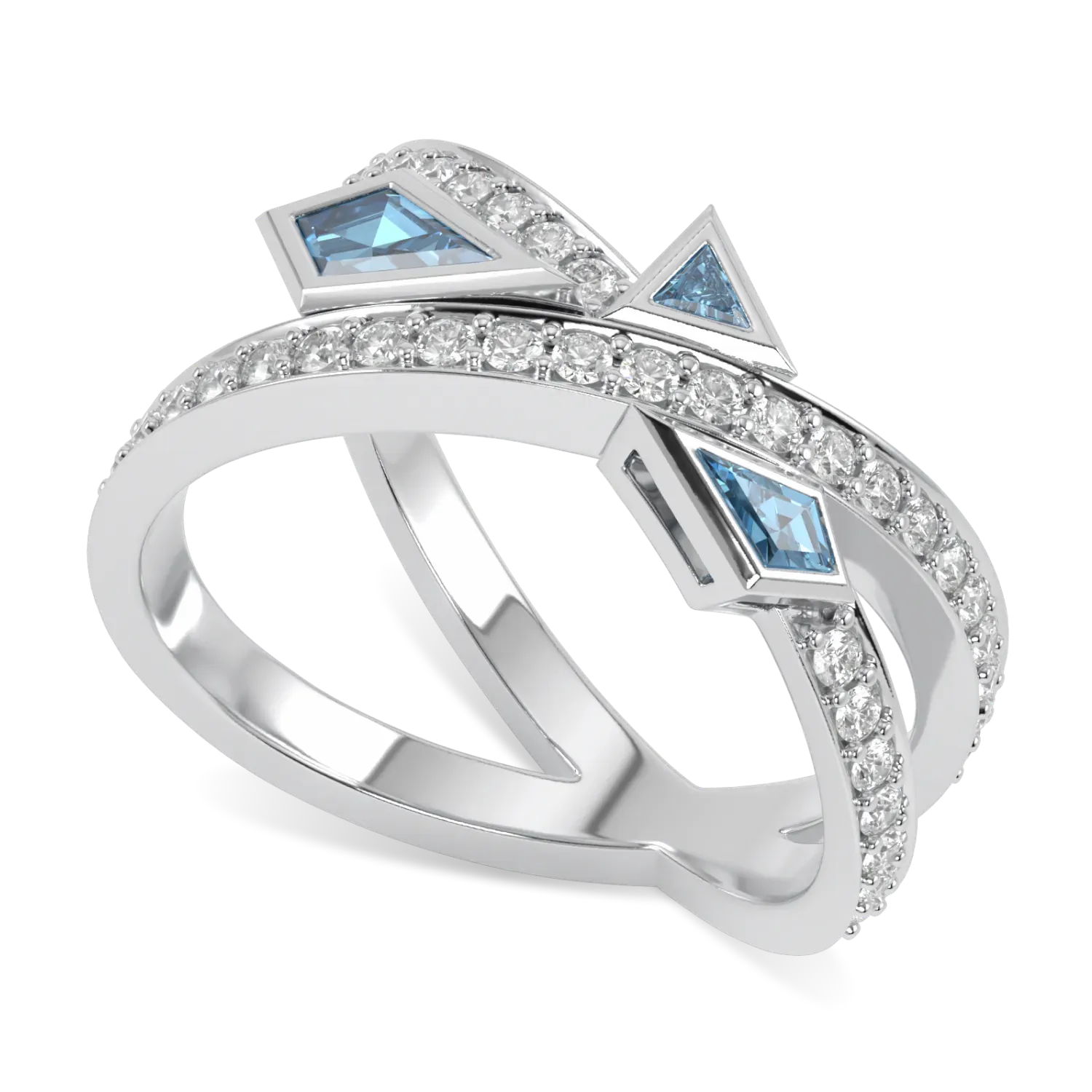 Neo collection Aquamarine and Diamond ring set in 18ct White Gold, Blacklock Jewellery