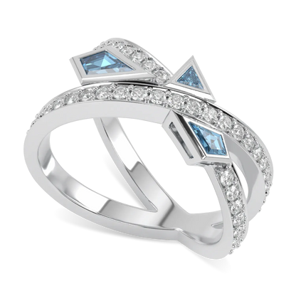 Neo collection Aquamarine and Diamond ring set in 18ct White Gold, Blacklock Jewellery