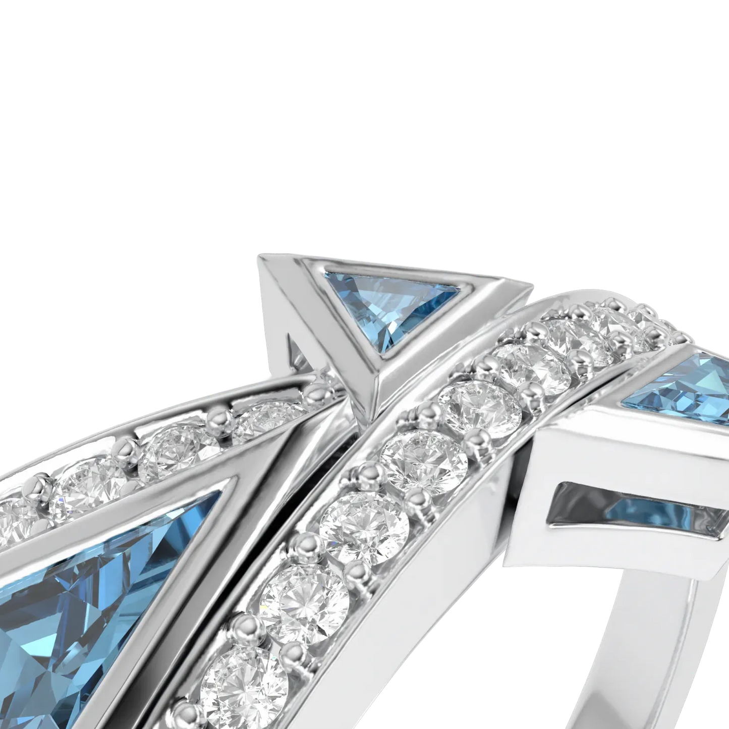 Blacklock Neo collection Aquamarine Diamond ring in 18ct White Gold — detail view