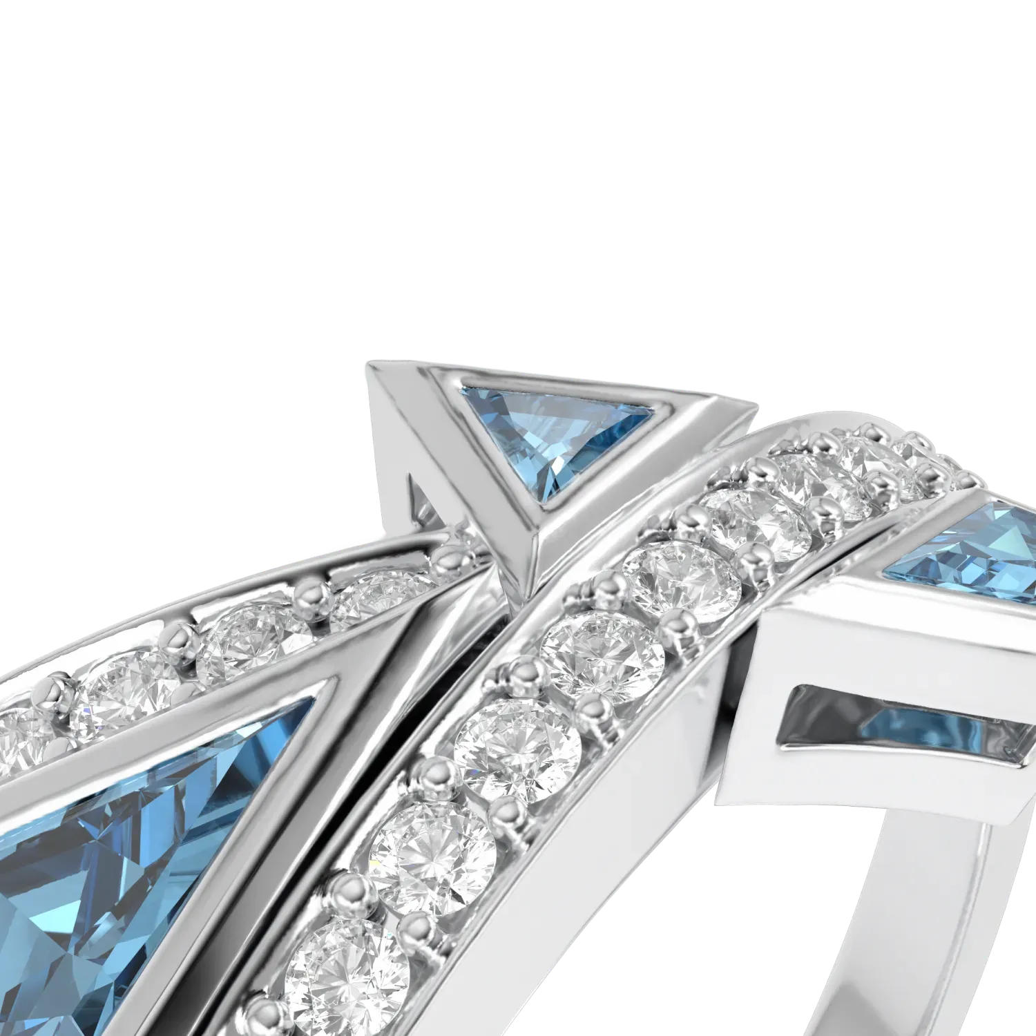 Blacklock Neo collection Aquamarine Diamond ring in 18ct White Gold — detail view