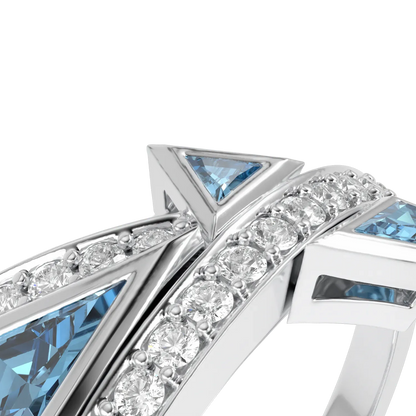 Blacklock Neo collection Aquamarine Diamond ring in 18ct White Gold — detail view