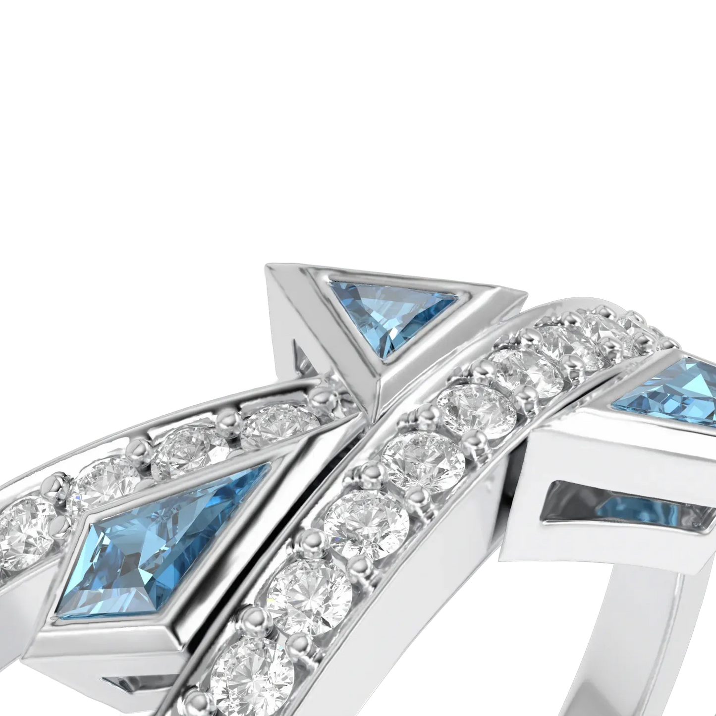 Small Aquamarine Diamond Ring by Blacklock Jewellery, Neo collection — detail view