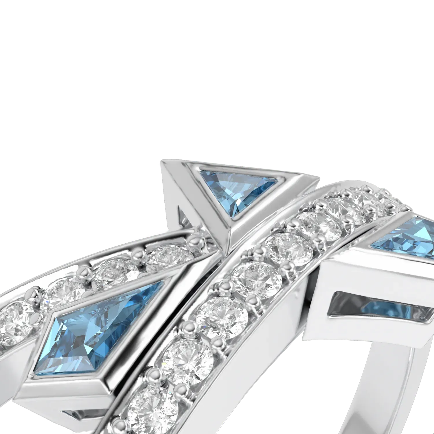 Small Aquamarine Diamond Ring by Blacklock Jewellery, Neo collection — detail view