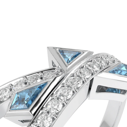 Small Aquamarine Diamond Ring by Blacklock Jewellery, Neo collection — detail view