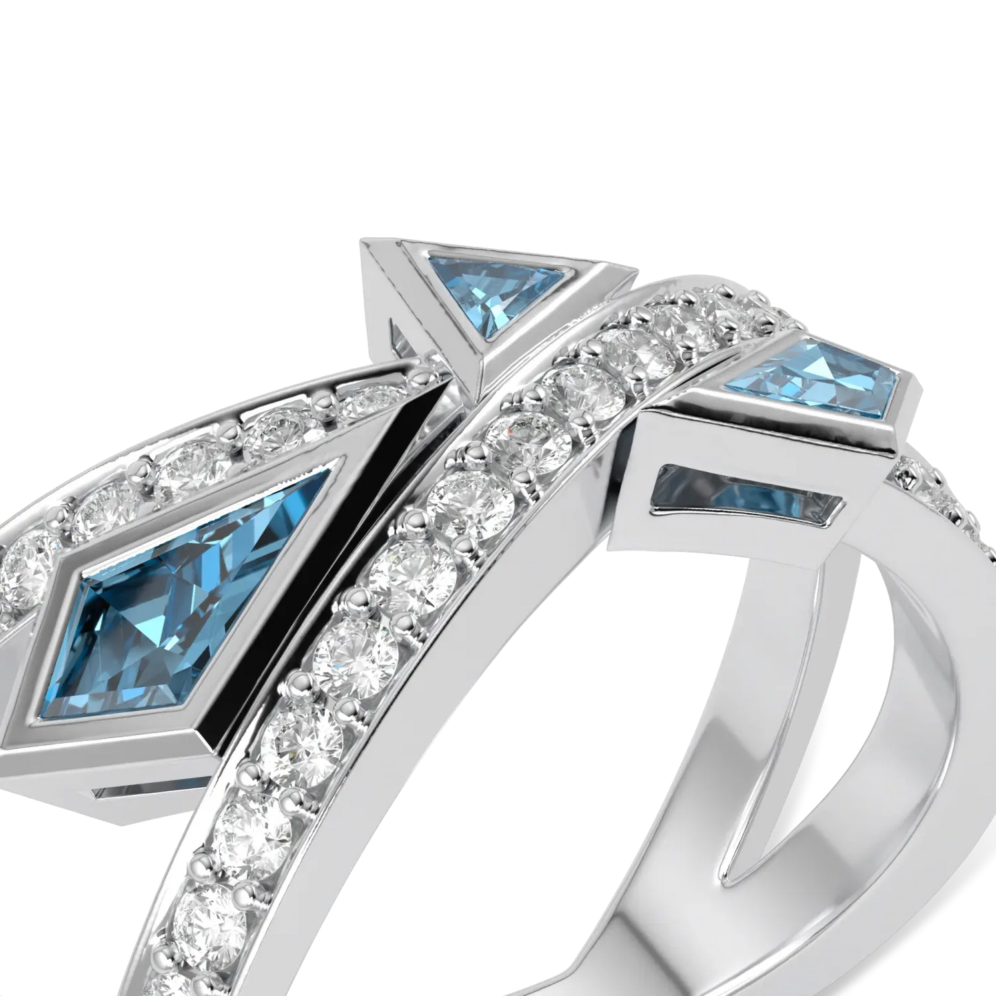 Blacklock Neo ring in 18ct White Gold with Aquamarine and Diamond — alternate angle