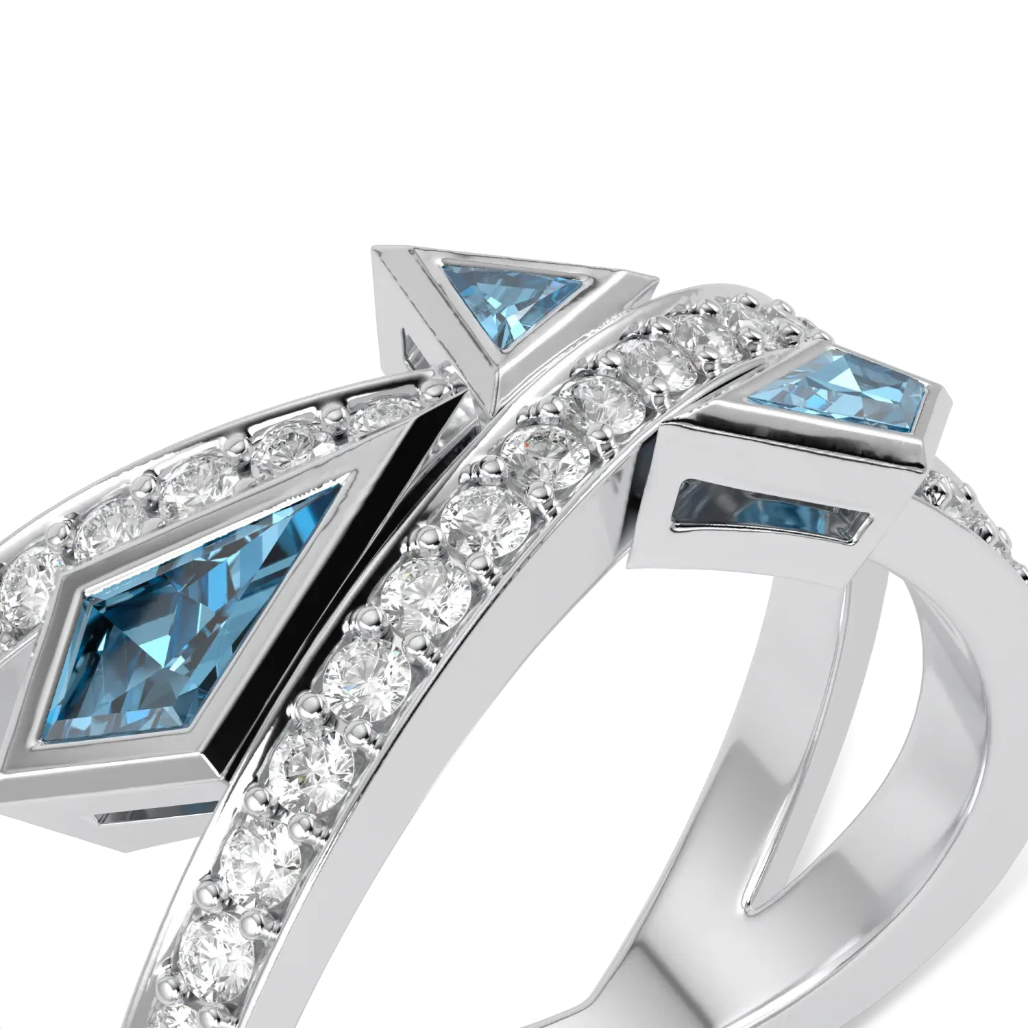 Blacklock Neo ring in 18ct White Gold with Aquamarine and Diamond — alternate angle