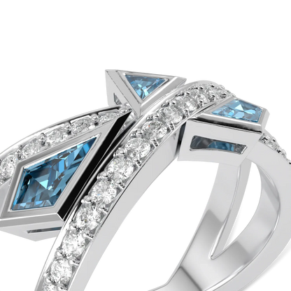 Blacklock Neo ring in 18ct White Gold with Aquamarine and Diamond — alternate angle