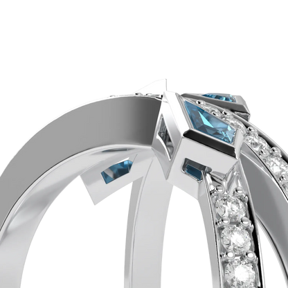 18ct White Gold Aquamarine Diamond ring from Blacklock's Neo collection — close-up