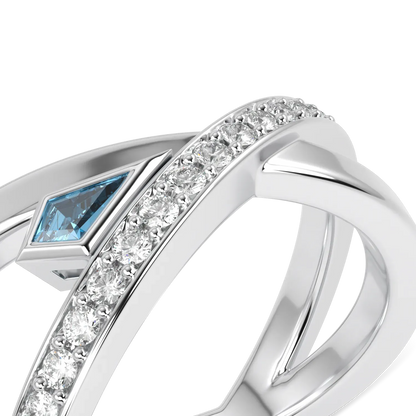 Neo Small 18ct White Gold Aquamarine Diamond Ring by Blacklock Jewellery, Neo collection — detail view