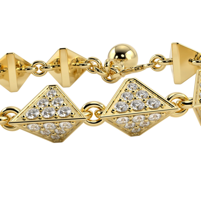 Large 18ct Yellow Gold Diamond Trefoil Bracelet by Blacklock Jewellery, Origami collection — detail view