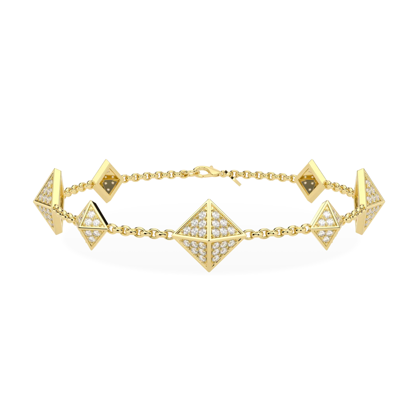 Handcrafted 18ct Yellow Gold bracelet with Diamond by Blacklock, Origami collection