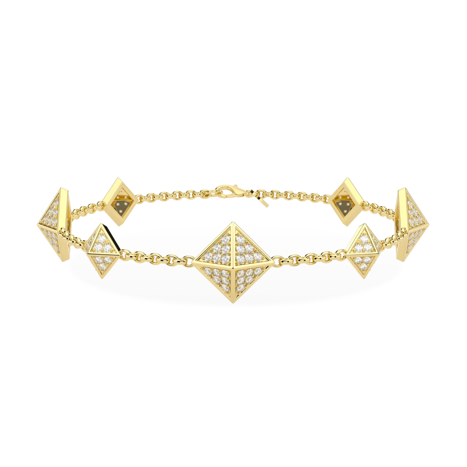 Handcrafted 18ct Yellow Gold bracelet with Diamond by Blacklock, Origami collection