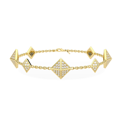 Handcrafted 18ct Yellow Gold bracelet with Diamond by Blacklock, Origami collection