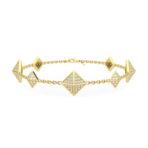Origami Small Yellow Gold Diamond Trefoil Bracelet
