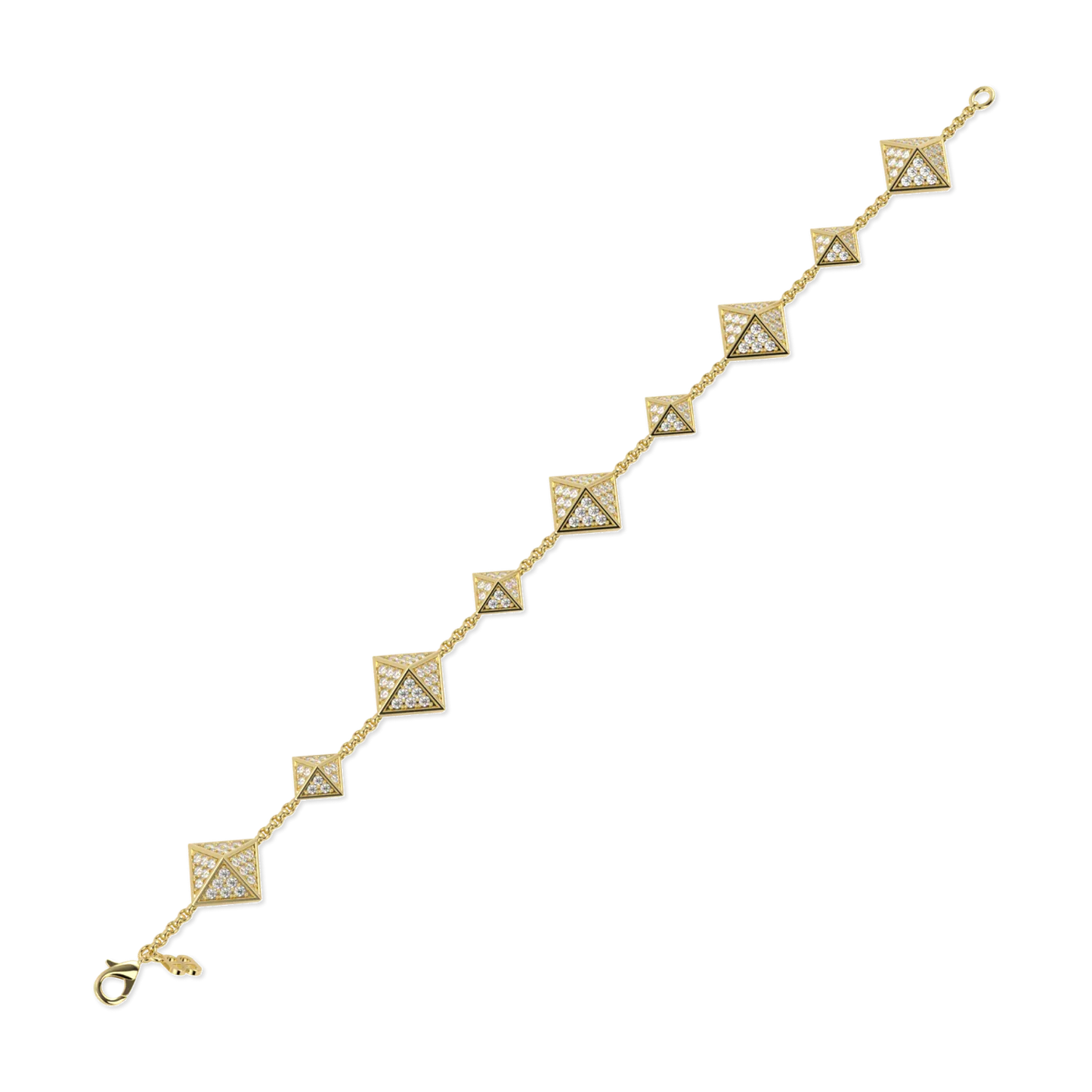 Small Yellow Gold Diamond Trefoil Bracelet by Blacklock Jewellery, Origami collection — side view