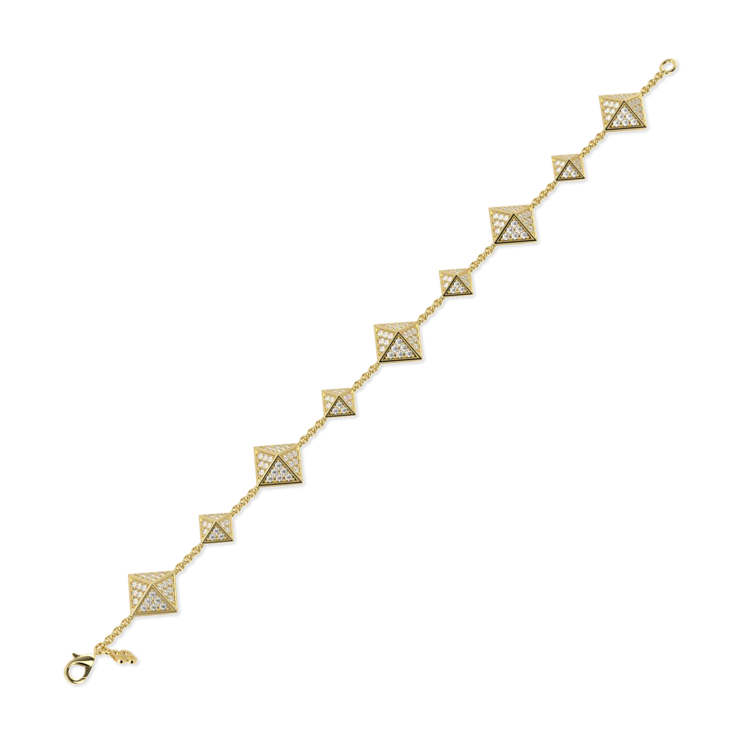 Small Yellow Gold Diamond Trefoil Bracelet by Blacklock Jewellery, Origami collection — side view