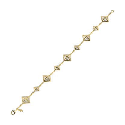 Small Yellow Gold Diamond Trefoil Bracelet by Blacklock Jewellery, Origami collection — side view