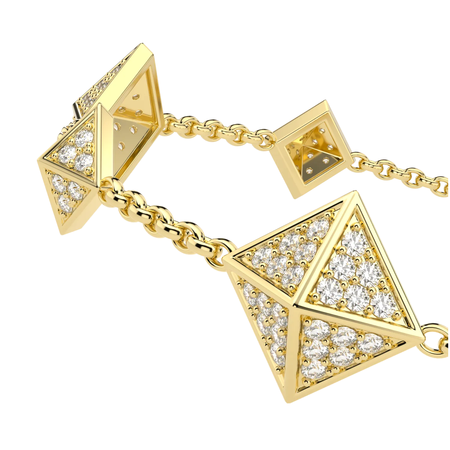 Blacklock Origami collection bracelet in 18ct Yellow Gold with Diamond — detail view