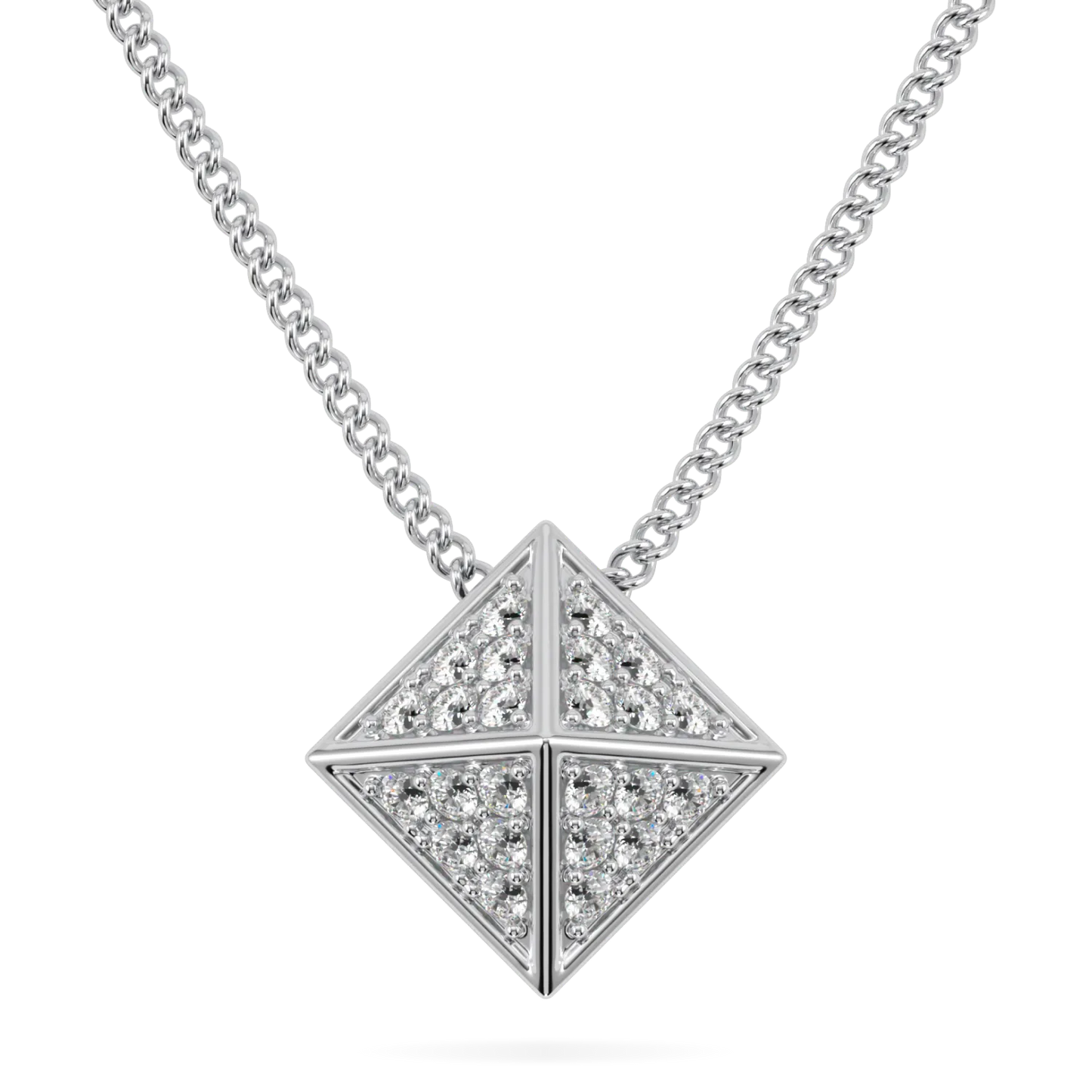 18ct White Gold Diamond Trefoil Pendant by Blacklock Jewellery, Origami collection