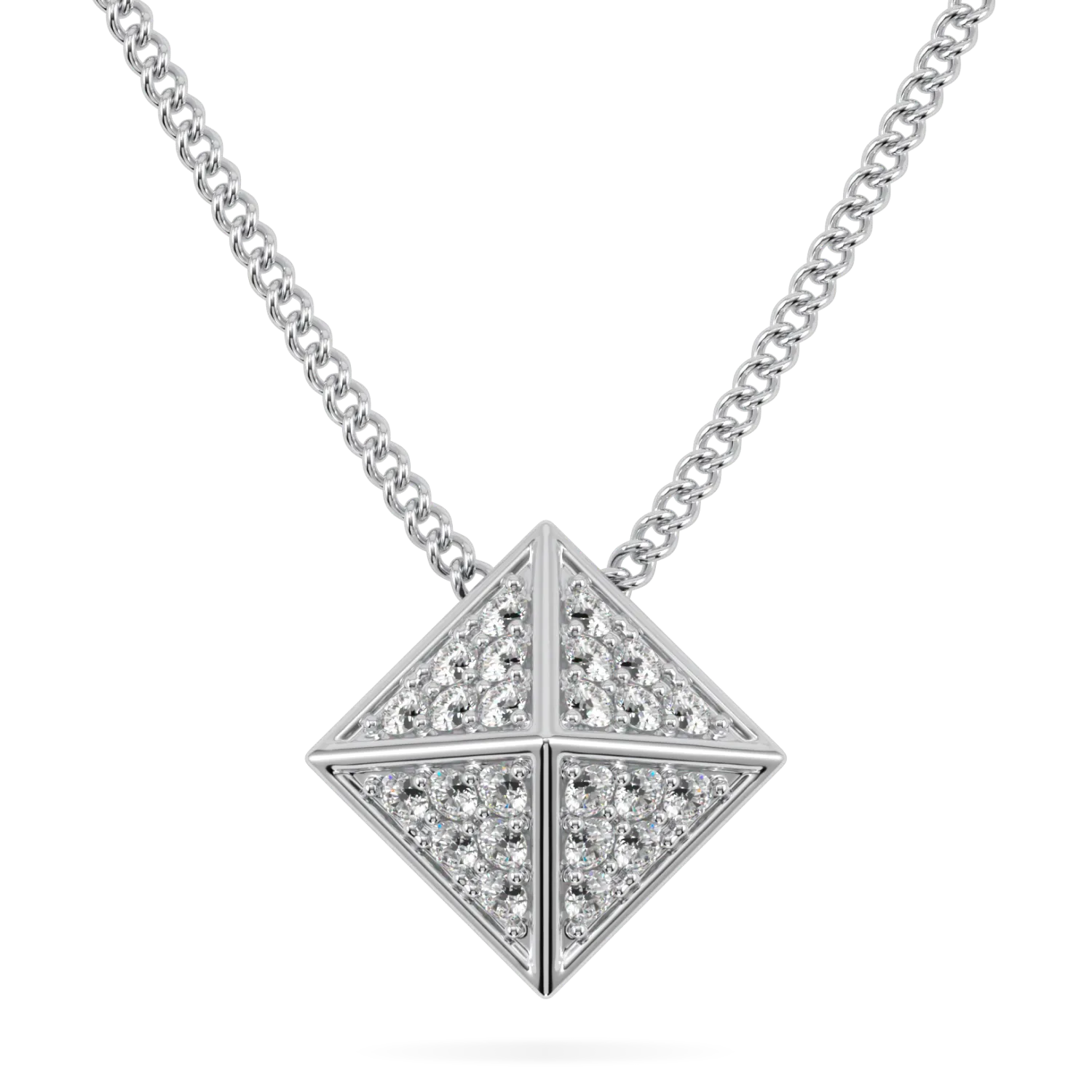 18ct White Gold Diamond Trefoil Pendant by Blacklock Jewellery, Origami collection