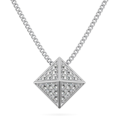 18ct White Gold Diamond Trefoil Pendant by Blacklock Jewellery, Origami collection