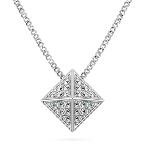 Origami White Gold Diamond Trefoil Pendant
