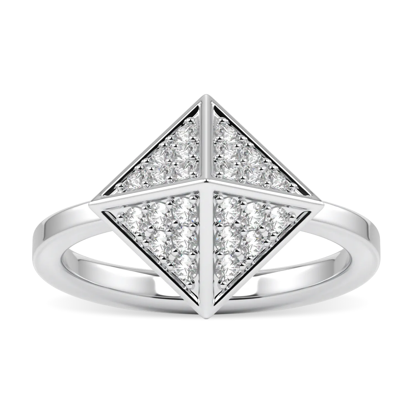 18ct White Gold Diamond Trefoil Ring by Blacklock Jewellery, Origami collection — side view
