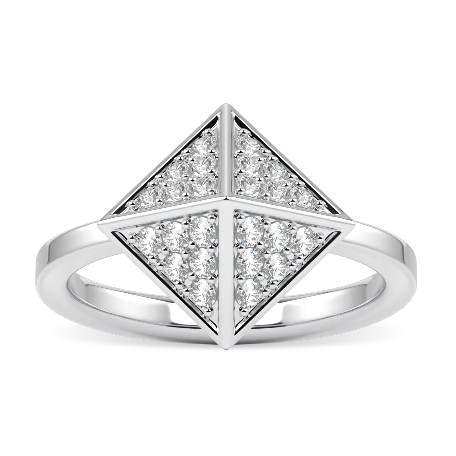 18ct White Gold Diamond Trefoil Ring by Blacklock Jewellery, Origami collection — side view