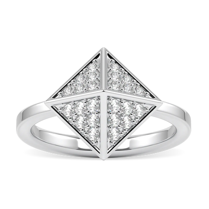 18ct White Gold Diamond Trefoil Ring by Blacklock Jewellery, Origami collection — side view