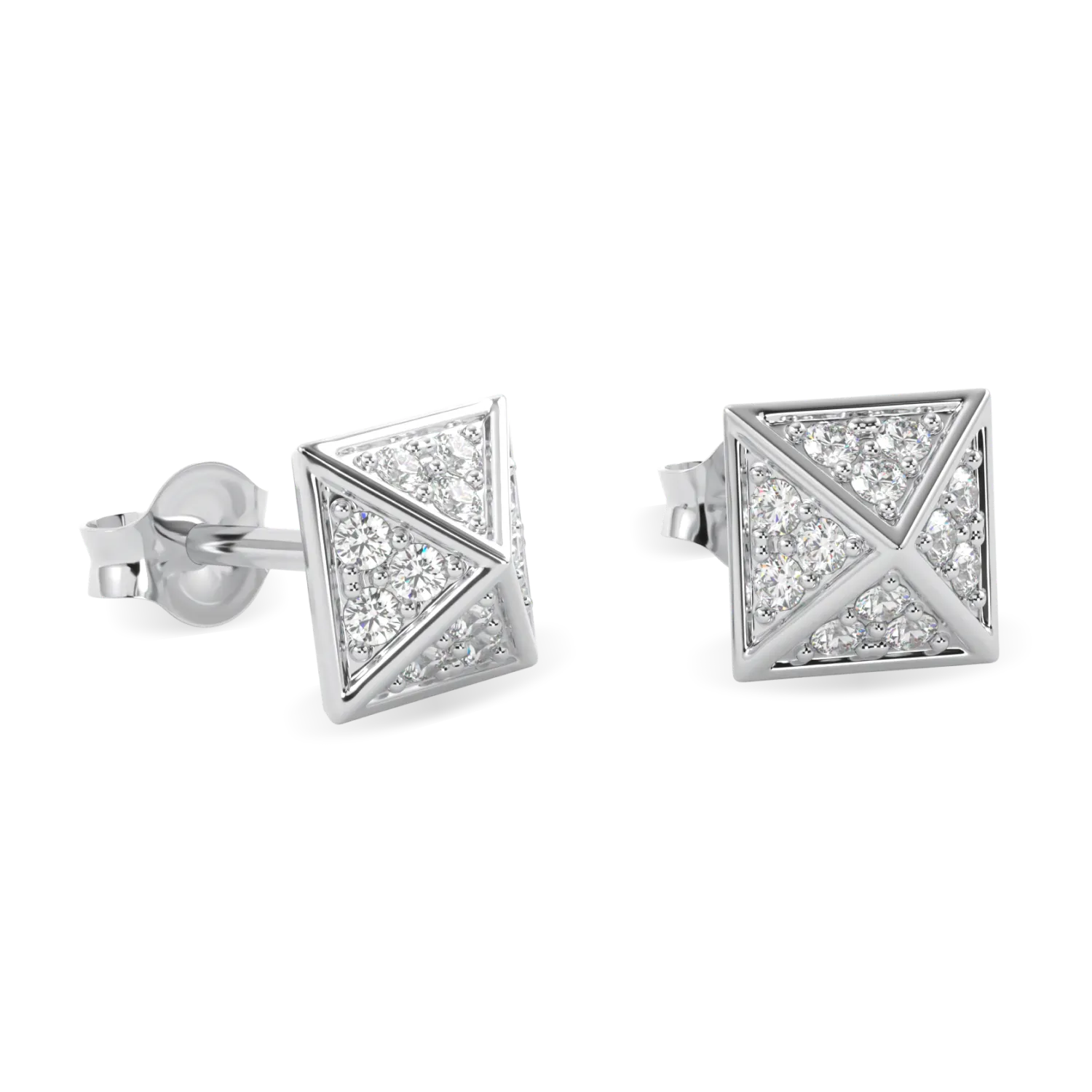 Origami collection diamond stud earrings set in 18ct White Gold, Blacklock Jewellery — detail view