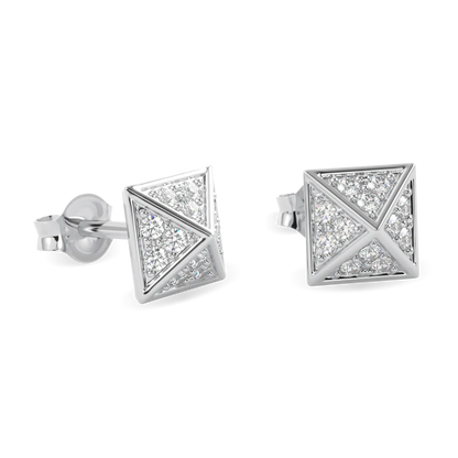 Origami collection diamond stud earrings set in 18ct White Gold, Blacklock Jewellery — detail view