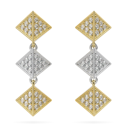 18ct Yellow And White Gold Diamond Trefoil Drop Earrings by Blacklock Jewellery, Origami collection