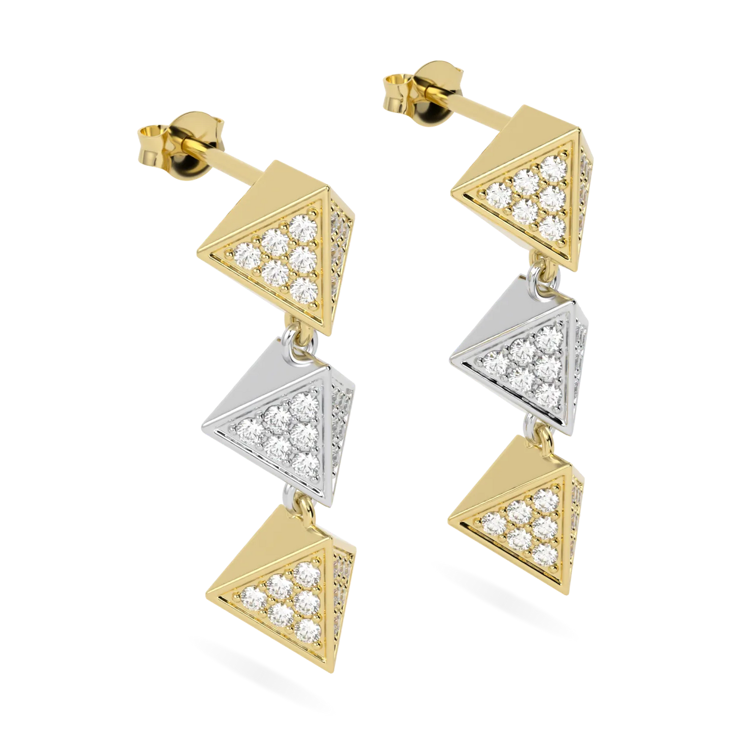 Blacklock Origami drop earrings in 18ct Yellow and White Gold
White Gold with Diamond — side view