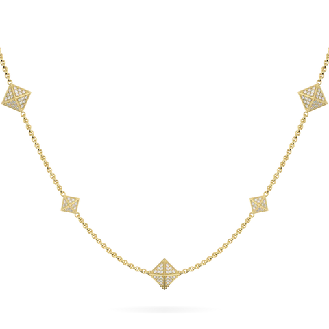 Origami Yellow Gold Diamond Trefoil Necklet