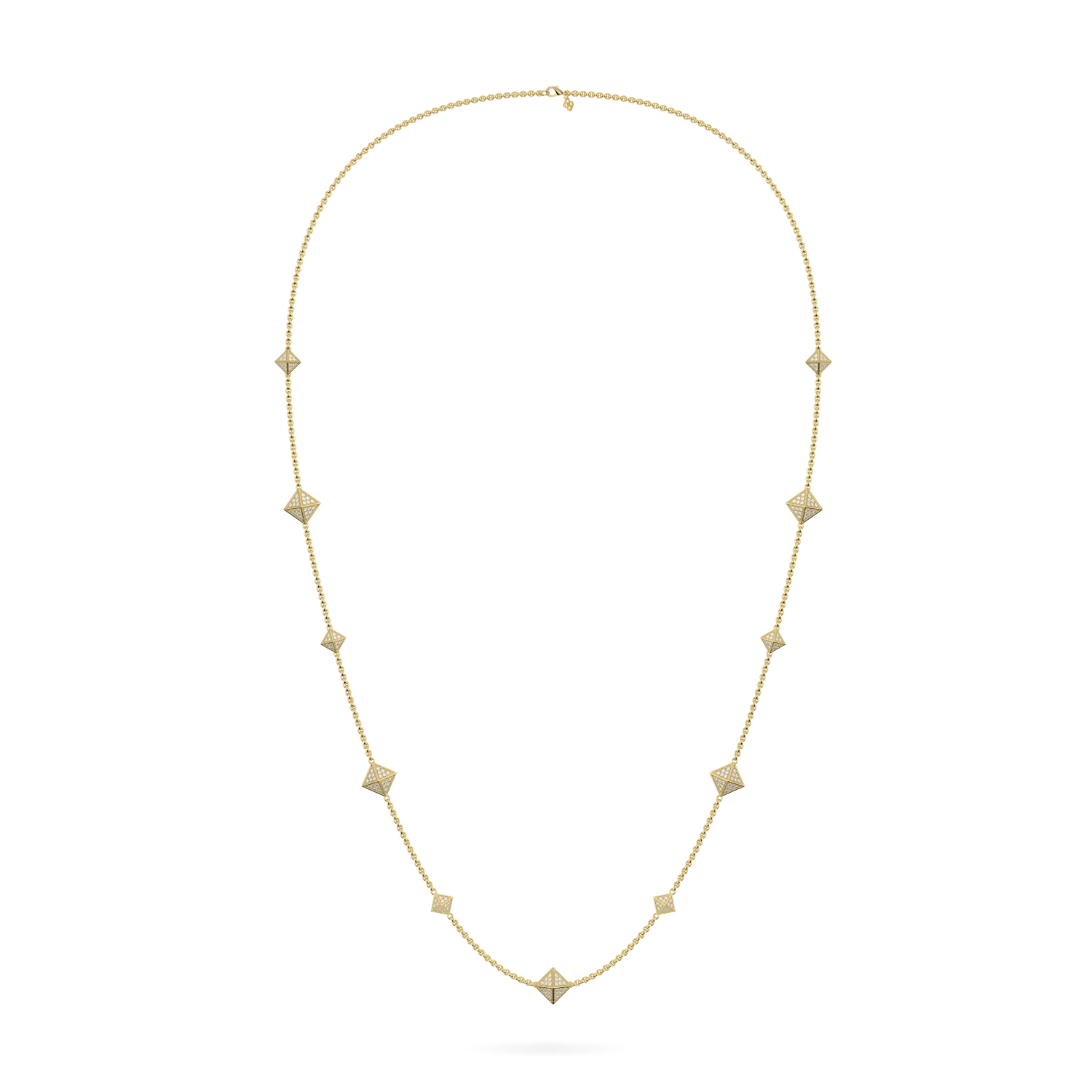 Origami collection necklace featuring Diamond set in 18ct Yellow Gold, Blacklock Jewellery — side view