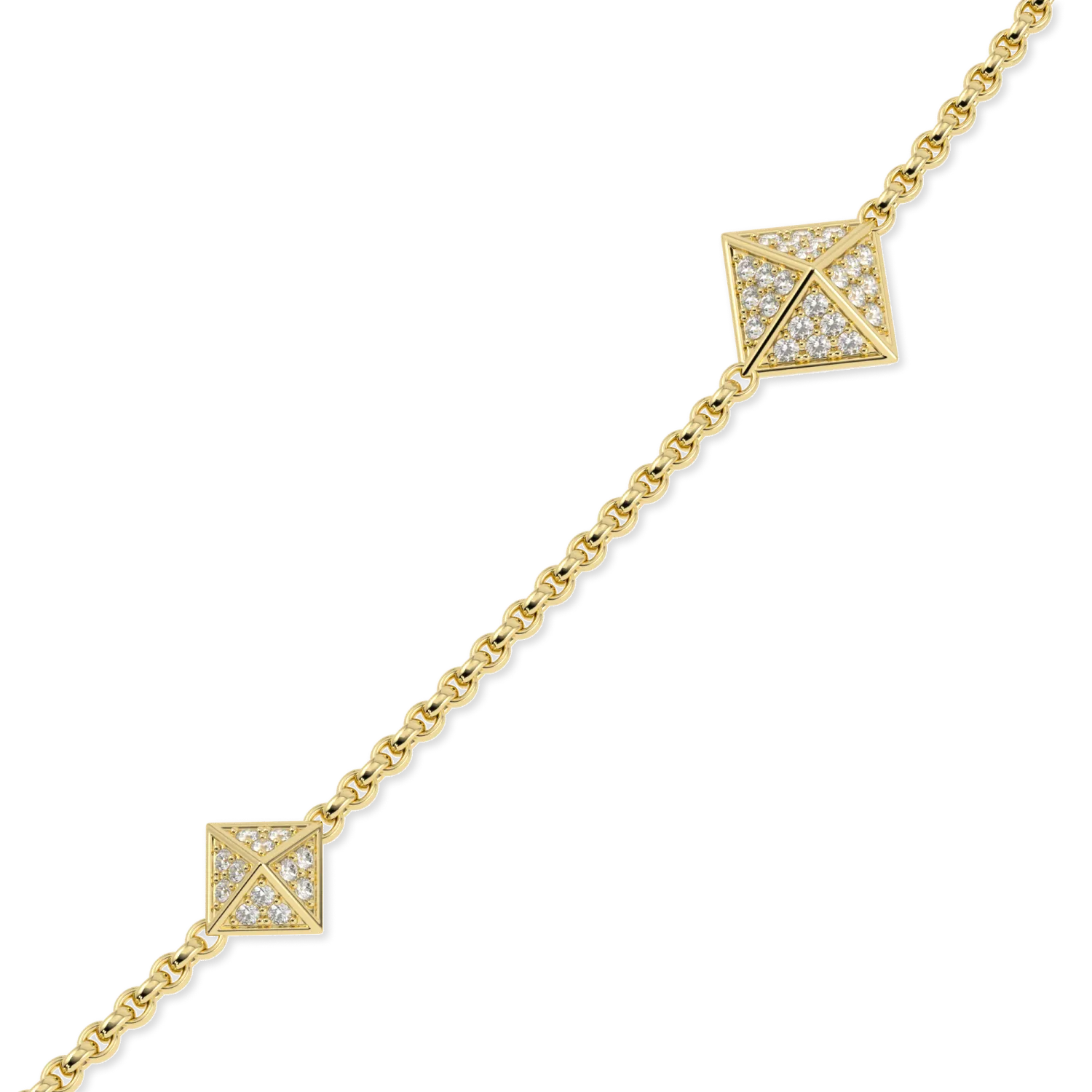 Handcrafted Yellow Gold necklace with Diamond by Blacklock, Origami collection — detail view