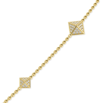 Handcrafted Yellow Gold necklace with Diamond by Blacklock, Origami collection — detail view