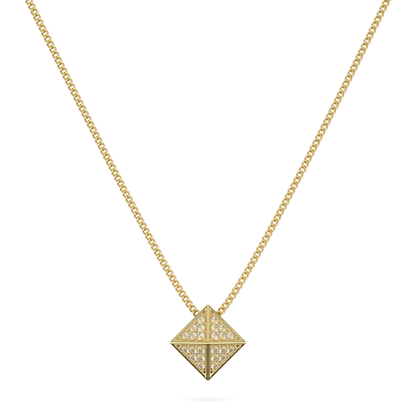 Handcrafted 18ct Yellow Gold pendant with Diamond by Blacklock, Origami collection — front on view