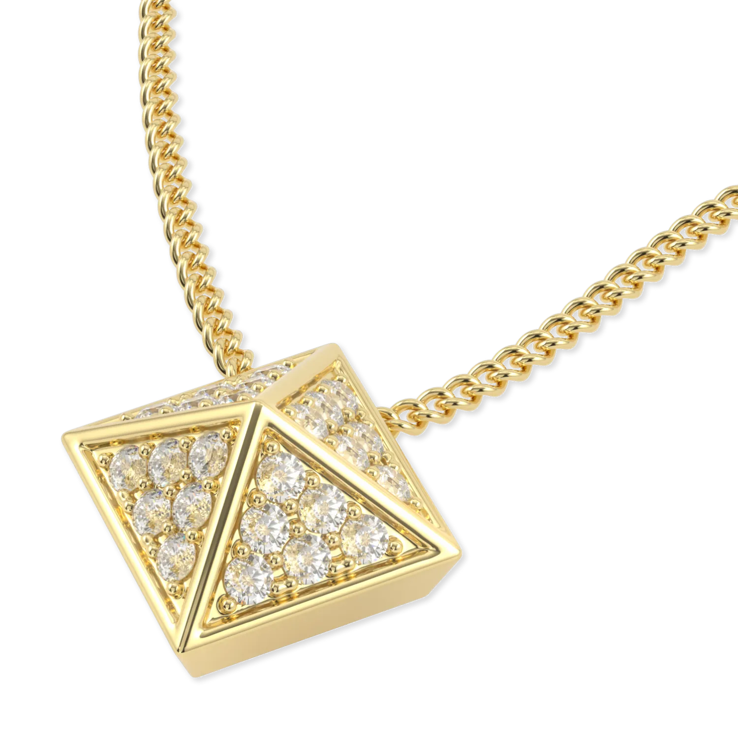18ct Yellow Gold Diamond Trefoil Pendant by Blacklock Jewellery, Origami collection — detail view
