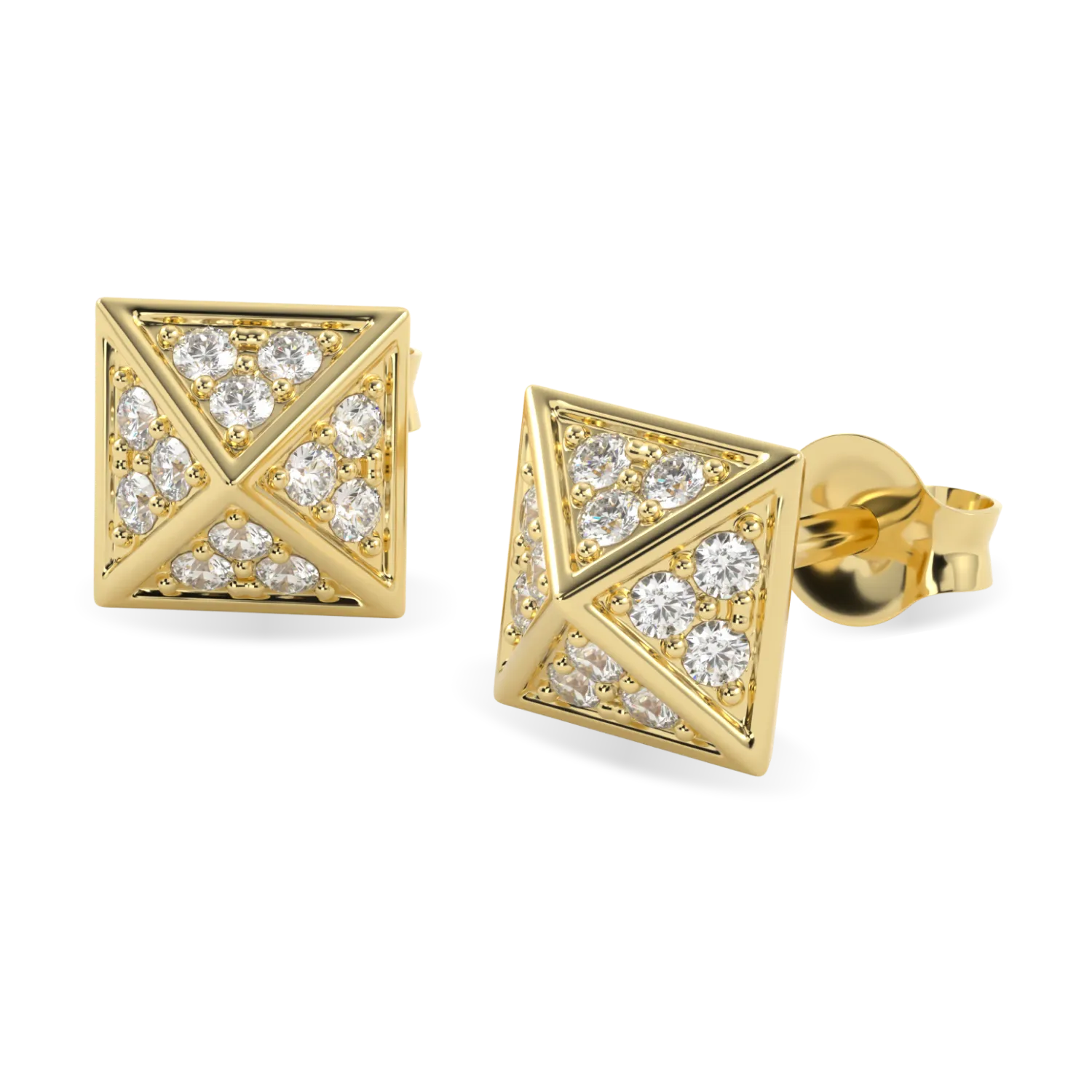 Handcrafted 18ct Yellow Gold diamond stud earrings by Blacklock, Origami collection