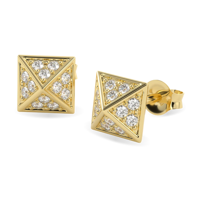 Handcrafted 18ct Yellow Gold diamond stud earrings by Blacklock, Origami collection