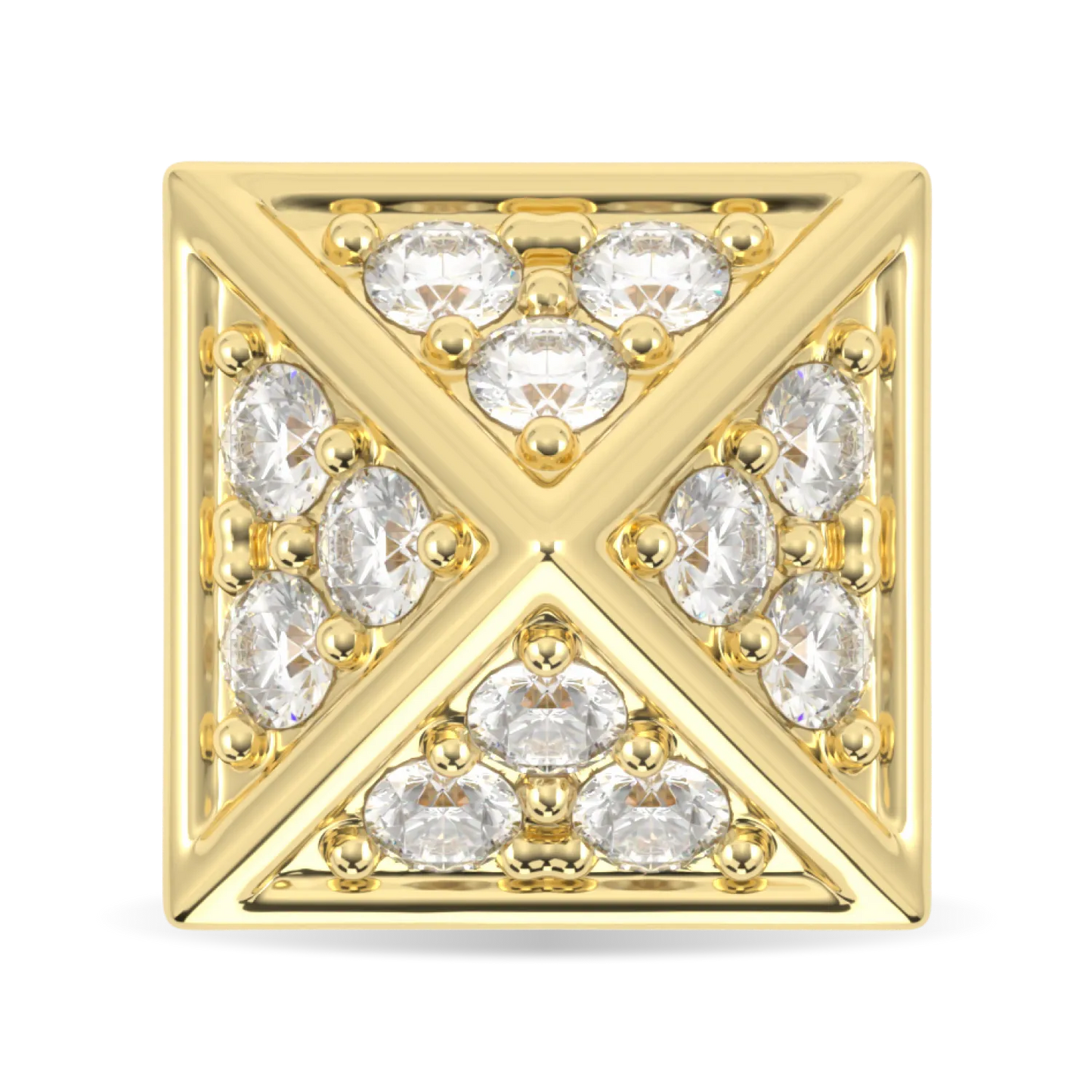 18ct Yellow Gold Diamond Trefoil Stud Earrings by Blacklock Jewellery, Origami collection — straight on view