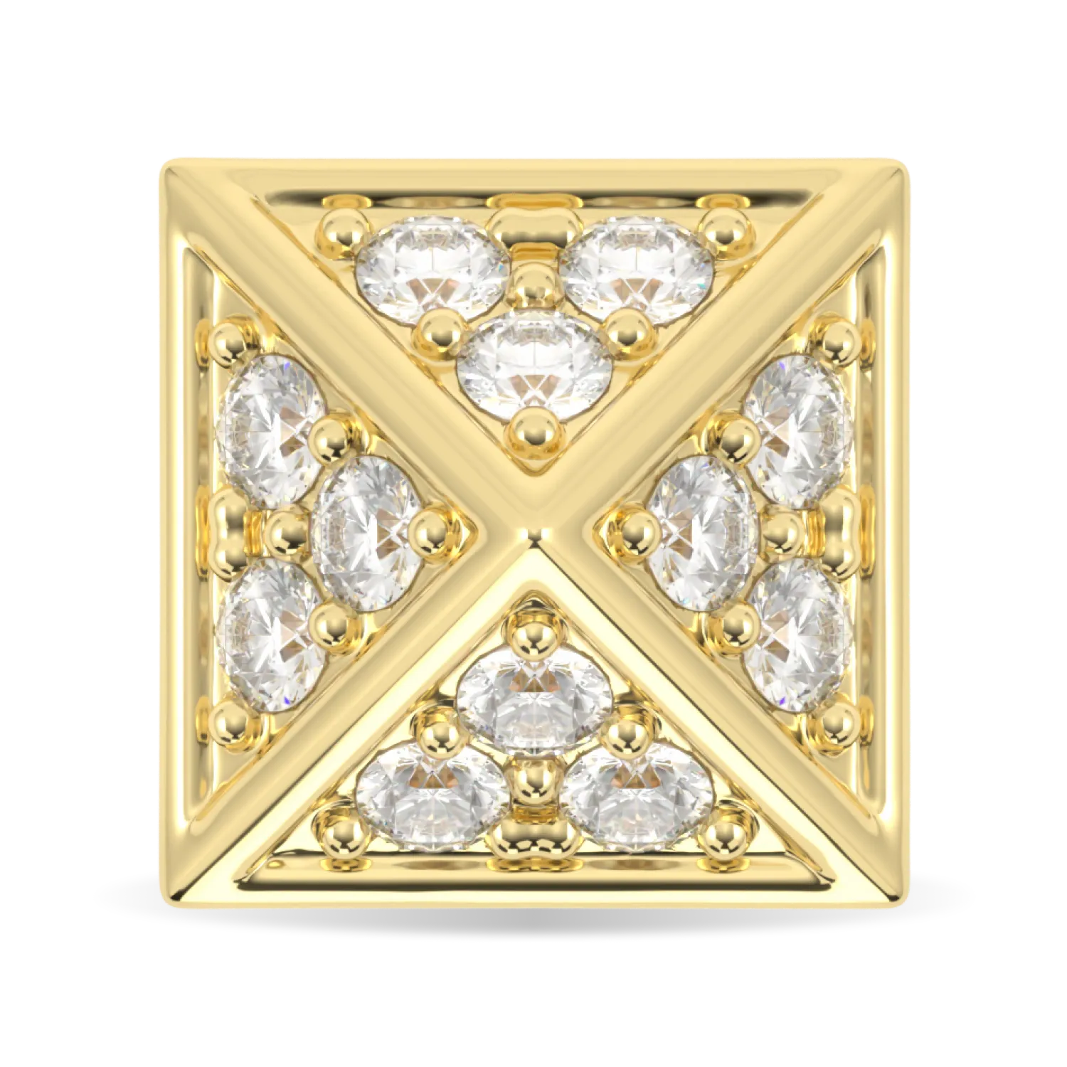 18ct Yellow Gold Diamond Trefoil Stud Earrings by Blacklock Jewellery, Origami collection — straight on view