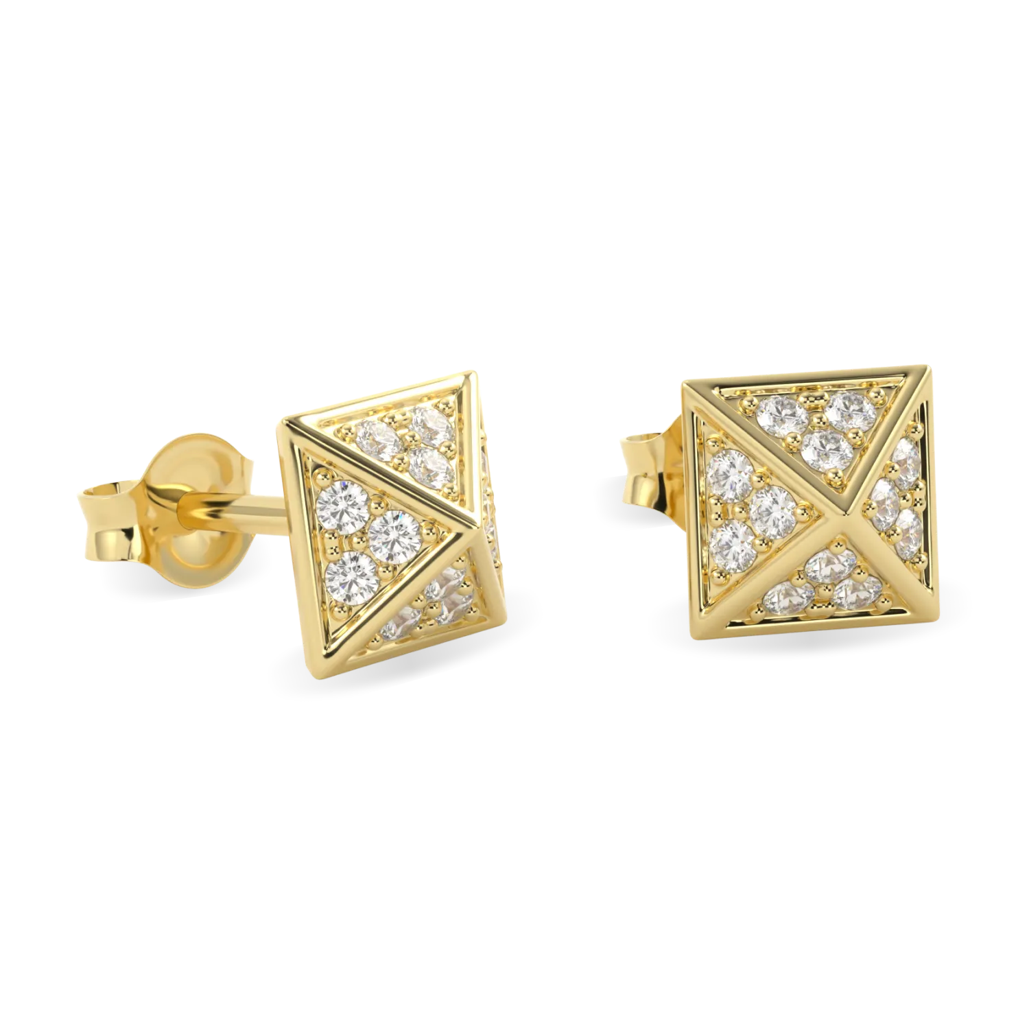 Blacklock Origami diamond stud earrings in 18ct Yellow Gold — detail view