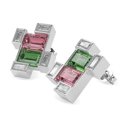 Handcrafted 18ct White Gold earrings with Tourmaline by Blacklock, High Jewellery collection